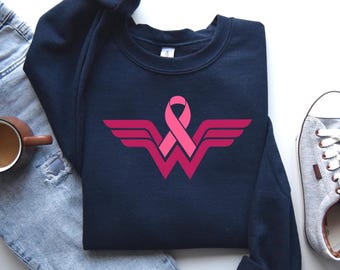 Wonder Women Sweatshirts, Cancer Ribbon Sweatshirt, Breast Cancer Sweatshirt, Cancer Fighter Sweatshirt, Cancer Awareness Sweatshirt