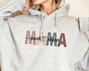 Custom Mama Hoodie, Personalized Mama Hoodie, Custom Mom Hoodie With Kids Names, Mother's Day Gift for Mom, Mama With Children Names Hoodie