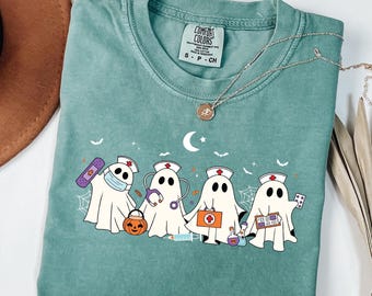 Comfort Colors Ghost Nurse Halloween Shirt: Spooky Season Tee