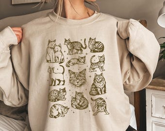 Vintage 90s Cat Sweatshirt: Retro Y2K Kitten Design