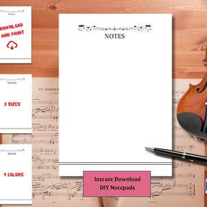Notepad, Music Notepad, DIY, PDF Notepad, Desktop Notepad, Notes, Music stationary, Music, Instant Download, Digital Notepad, PDF Planner