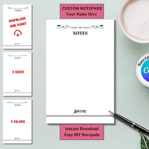 Custom Music Notepad, Personalized Notes, DIY, Desktop notepad, Notes, Music stationary, Music, Note Pad, Instant Download, Digital Notepad