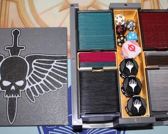 MTG EDH Commander Card Box, Magic the Gathering, Magic, Deck Case, Card Case 4 Player Party Box 40k Inspired Design