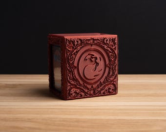 Embossed MTG Mountains Red Mana Deck Box