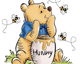 Winnie the Pooh Hunny Pot Clipart, Nursery Art (Digital Download)