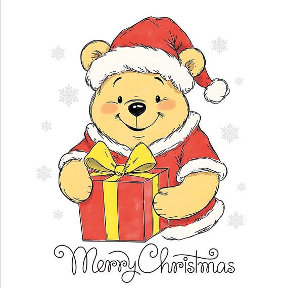 クリスマスのくまのプーさんのイラスト、ホリデー漫画（PNG） - Etsy 日本