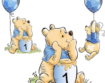 Winnie the Pooh Birthday Number PNG Clipart (Digital Download)