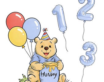 Winnie the Pooh Bear PNG Clipart, Hunny Pot, Nursery Art (Digital Download, 8 PNG Files)