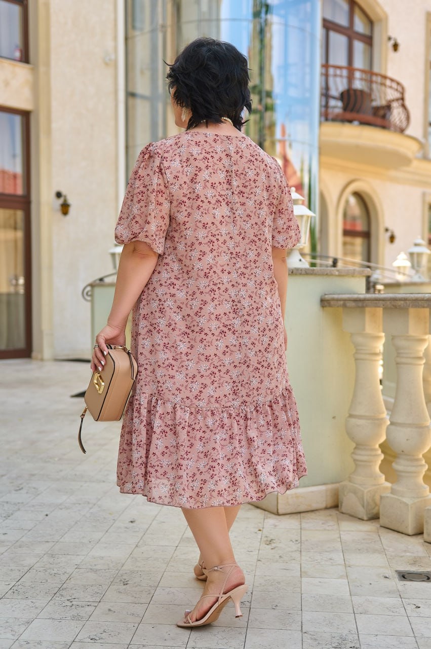 Flowy Chiffon Dress Plus Size, With Floral Print and Short Sleeves - Etsy