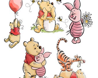 Winnie the Pooh Bear PNG Clipart, Hunny Pot, Nursery Art (Digital Download, 5 PNG Files)