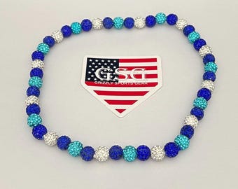 Personalized Baseball Necklace | Sparkle Bead Team Colors  | Game Day Accessories | Sports Fan Gifts