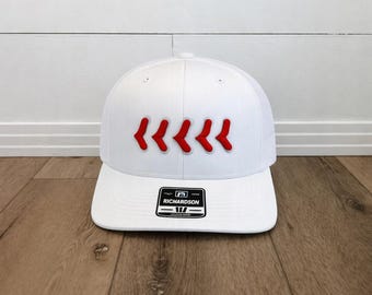 Baseball Stitch Trucker Hat | White Richardson 112 Snapback