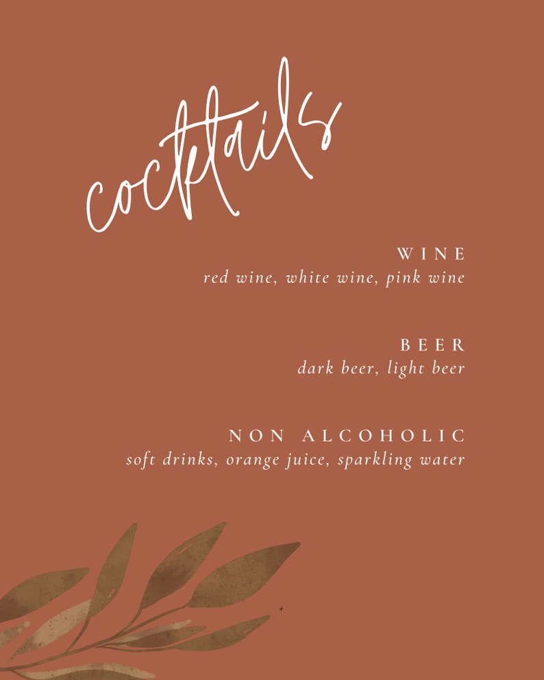 Rustic Bar Menu Template Etsy