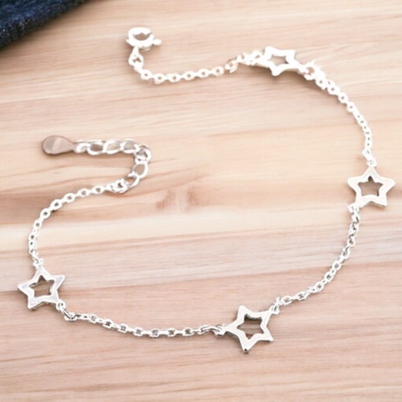 Star Bangle Bracelet In Sterling Silver