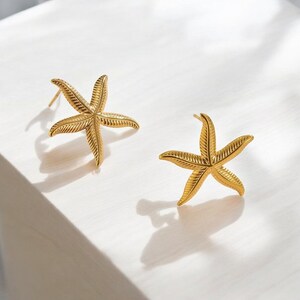 thumbnail image 2 of Gold Starfsh Earrngs, Starfsh Dangle Earrngs, Slver Long Earrngs 2 of 13