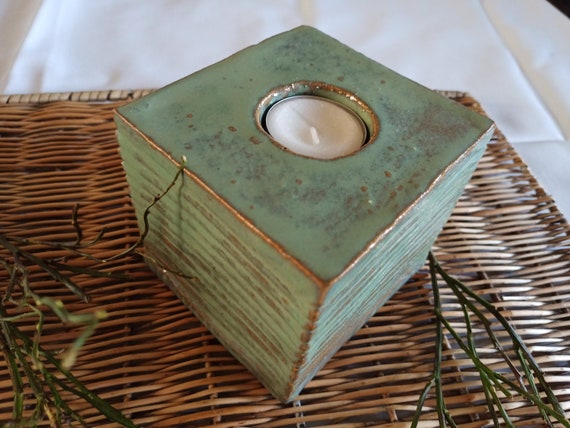 Ceramic tealight cube wellness tealight decoration handmade in Germany
