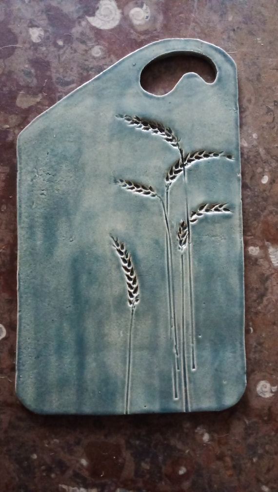 handmade serving plate serving board made of glazed fired clay dove blue ceramic plate handmade unique