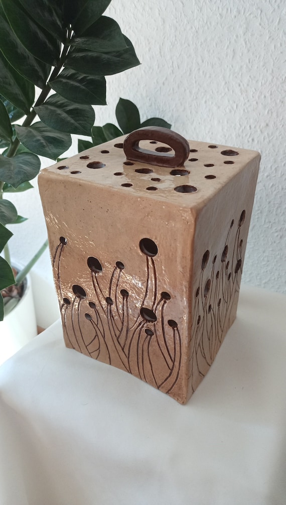 Lantern candle holder tealight holder handmade unique handicraft pottery clay work