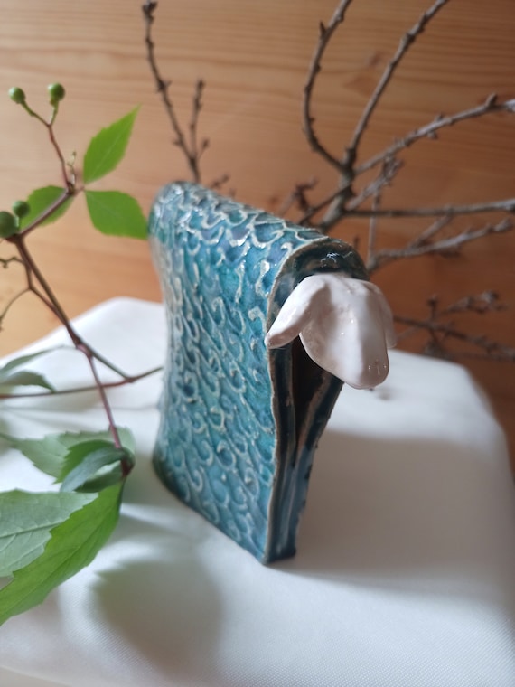 Sheep made of glazed ceramic handmade animal figure animal sculpture
