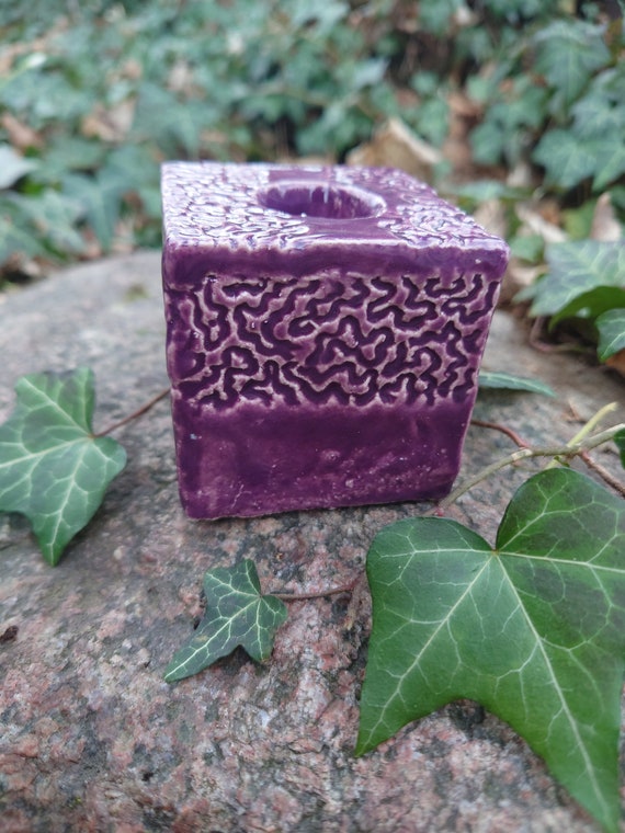Ceramic candle holder cube wellness decoration handmade in Germany