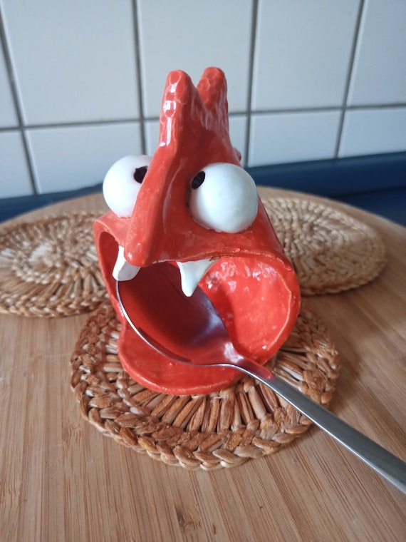 Spoon Monster Spoon Holder Coaster Kitchen Gift Ceramic Serving Plate Handmade in Germany
