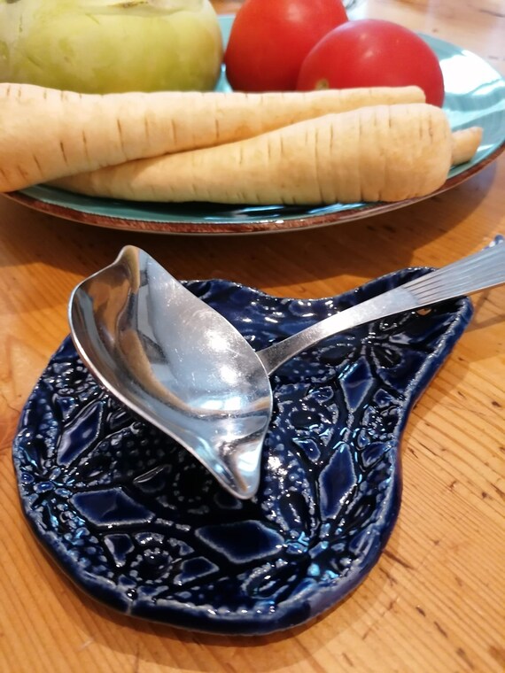 Ceramic coasters for soup ladles, high-quality look, blue