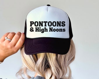 Pontoons And High Noons Hat Lake Hat Trucker Hat Protect The Locals Manatee Mothers Day Gift Fathers Day Gift Lake Life Pontoon Boating
