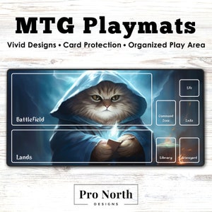Cat Mtg Playmat With Zones Tcg Playmat Cats Mtg Accessories Playmat Without Zones Deskmat Mtg Gift Custom Playmat Rpg Trading Card Games Mat