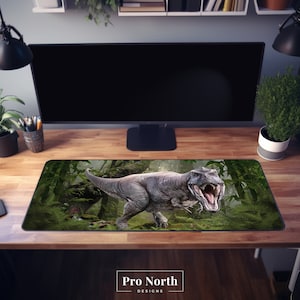 Dinosaur Desk Mat, TRex Deskmat, Desk Pad, Jurassic XL Mouse Pad, Gaming Setup, MTG Playmat, Gifts For Him, XL Mouse Pad, Green Deskmat