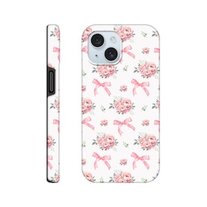 Coquette Phone Case Pink Bows Floral Phonecase Cute Phone Case For Teenage Girl Gifts For Her Coquette Accessories Women Summer Phone Case