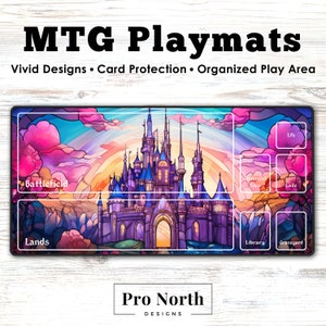 Castle Mtg Playmat With Zones, Tcg Playmat, Mtg Accessories, Without Zones, Deskmat, Mtg Gift, Custom Playmat, Fantasy Rpg Card Games Mat