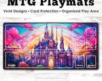 Castle Mtg Playmat With Zones, Tcg Playmat, Mtg Accessories, Without Zones, Deskmat, Mtg Gift, Custom Playmat, Fantasy Rpg Card Games Mat