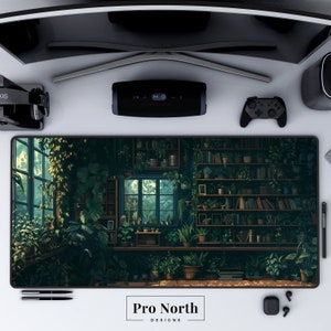 Cottagecore Desk Mat, Witchy Desk Mat, Lofi Deskmat, Whimsigoth Decor, Plant Lover, Gaming Setup, Green XL Mousepad, Desk Décor Aesthetic