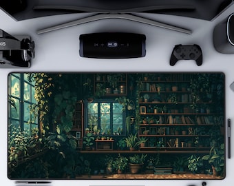 Cottagecore Desk Mat, Witchy Desk Mat, Lofi Deskmat, Whimsigoth Decor, Plant Lover, Gaming Setup, Green XL Mousepad, Desk Décor Aesthetic