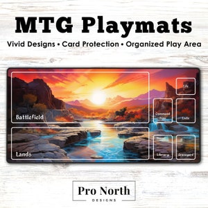 Sunset Mtg Playmat With Zones, Tcg Playmat, Mtg Accessories, Playmat Without Zones, Deskmat, Mtg Gift Custom Playmat, Rpg Card Games Mat