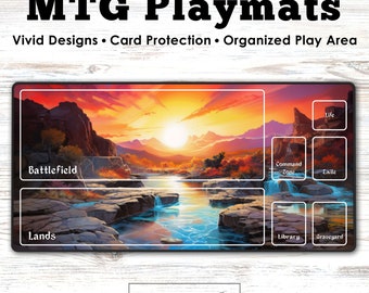 Sunset Mtg Playmat With Zones, Tcg Playmat, Mtg Accessories, Playmat Without Zones, Deskmat, Mtg Gift Custom Playmat, Rpg Card Games Mat