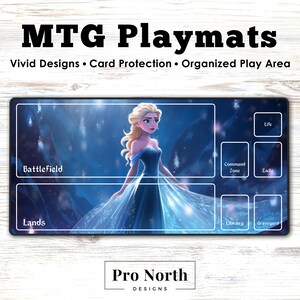 Snow Princess Mtg Playmat With Zones, Tcg Playmat, Mtg Accessories, Card Playmat Without Zones, Deskmat, Mtg Gift, Rpg Card Games Play Mat