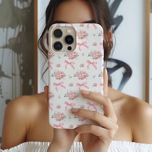 Coquette Phone Case Pink Bows Floral Phonecase Cute Phone Case For Teenage Girl Gifts For Her Coquette Accessories Women Summer Phone Case