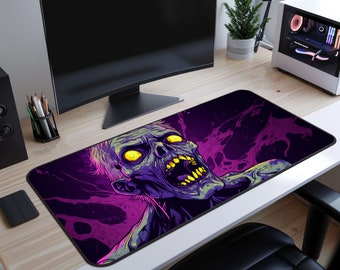 Zombie Playmat, Weirdcore Deskmat, Whimsigoth décor, Grunge Décor, Skull Gaming Setup, XL Mouse Pad, Purple Playmat, MTG Playmat, TCG Mat