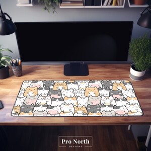Kawaii Desk Mat, Kawaii Mouse Pad, Cat Deskmat, Cute Gaming Setup, Desk Accessories Kawaii, XL Mousepad, Lofi Japanese Desk Mat, Cat Gift