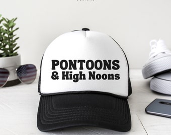 Pontoons And High Noons Hat Lake Hat Trucker Hat Protect The Locals Manatee Mothers Day Gift Fathers Day Gift Lake Life Pontoon Boating