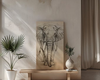 Bleistift Zeichnung Elefant | Einfache Bleistiftzeichnung | Zeichnung mit Bleistift | Tier Zeichnen | Tiergemälde | Druckbare Kunst