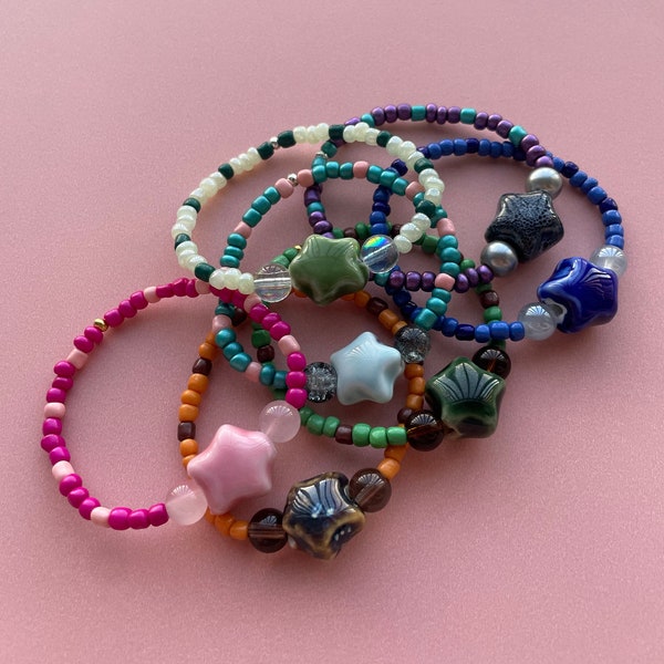 Chunky Star Ceramic Bracelets, Glass and ceramic bracelets, Star jewelry, Star girl aesthetic