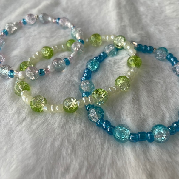 Glass Bubble Bracelets, Bubble beads, Glass crystal bracelets,