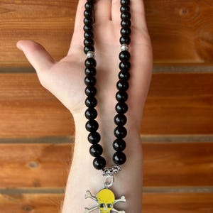 Skull Car Rear View Mirror Pendant: Beaded Car Charm