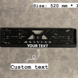Suporte de placa de matrícula da UE personalizado com nome de logotipo de texto personalizado