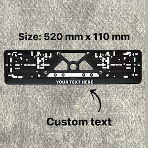 Suporte de placa de matrícula da UE personalizado com nome de logotipo de texto personalizado