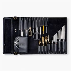 Handmade Leather Chef Roll , Black Customize leather Knife Roll