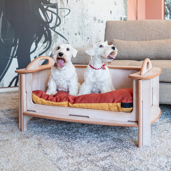 Divandog size S - dog sofa, cat sofa, wooden dog bed, wooden cat bed, wooden pet furniture