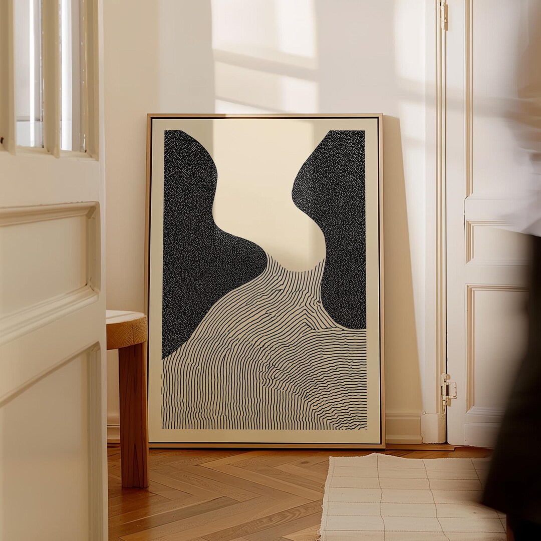 Abstract Geometric Canvas Print - Minimalist Black and White Wall Decor ...
